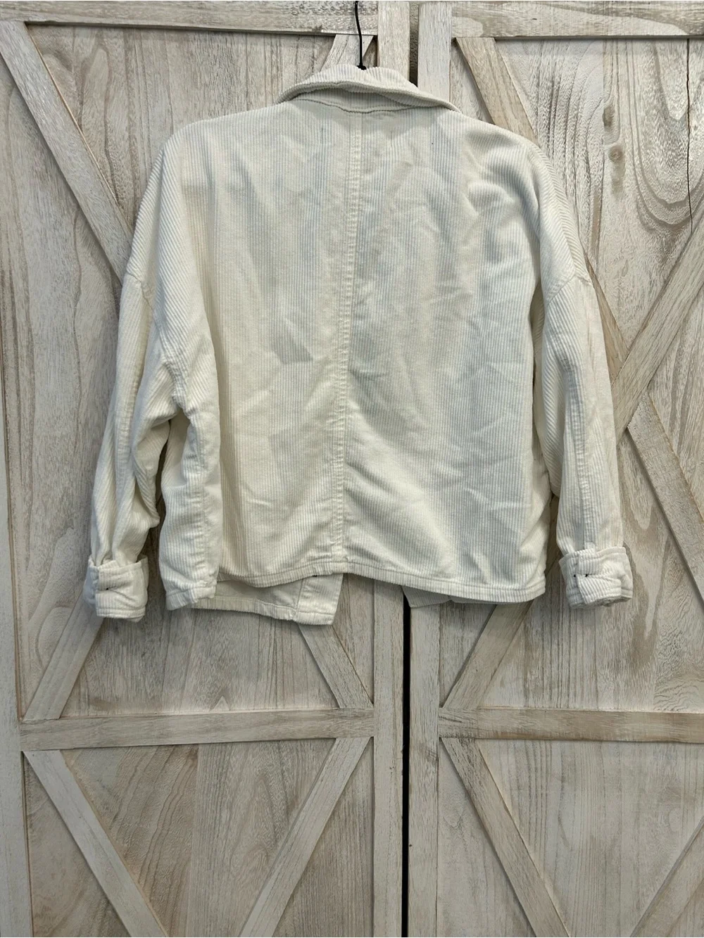 ZARA Cream Ribbed Corduroy Shirt Jacket
